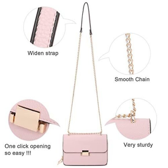 Chic Square Strap Bags For Chain Strap Crossbody Satchel Medium Textured - Picture 4 of 8